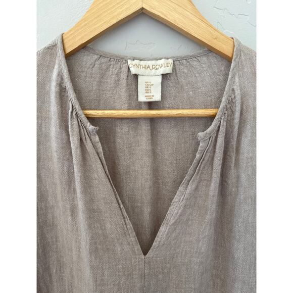 Cynthia Rowley Linen Blend V-Neck Dress - Picture 2 of 5